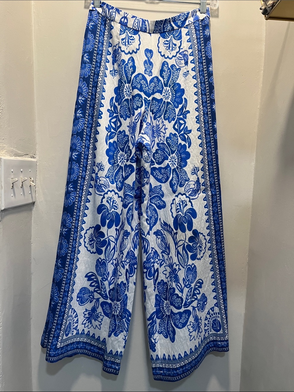 Umgee Blue & White Floral Wide-Leg Pants
